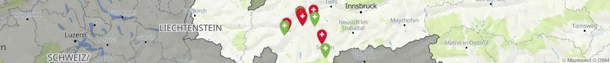Kartenansicht für Apotheken-Notdienste in der Nähe von Sankt Leonhard im Pitztal (Imst, Tirol)